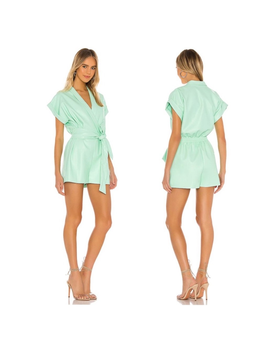 Amanda Uprichard Mint Green Wrap Romper